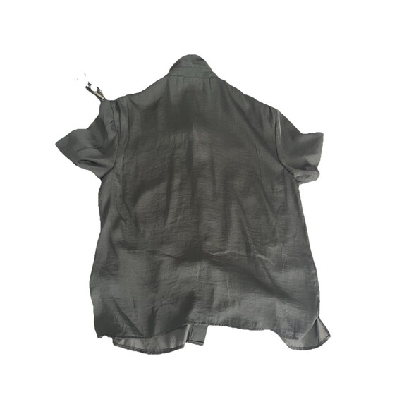 Vince Camuto Drawstring Ruched Sleeve Blouse XS Black Silky Satin - Picture 4 of 9